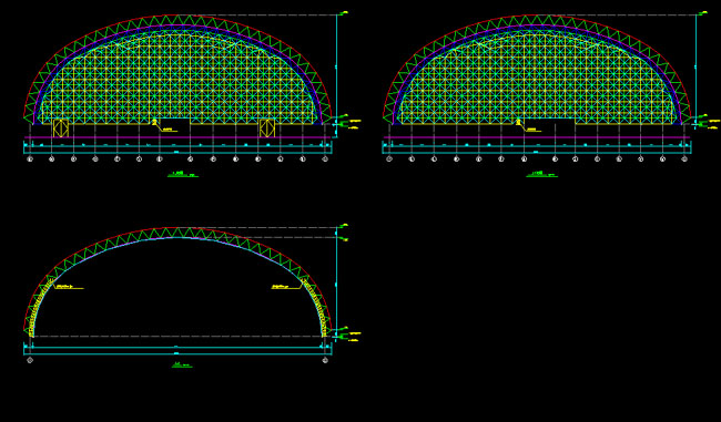 同江跨度110米，拱高35_7米煤棚网架